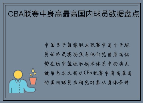 CBA联赛中身高最高国内球员数据盘点